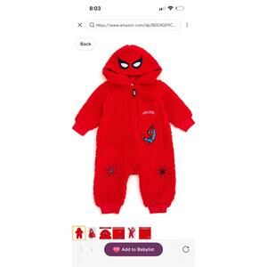 Marvel Avengers Spider-Man Baby Cozy Sherpa Zip Up Cosplay Coverall